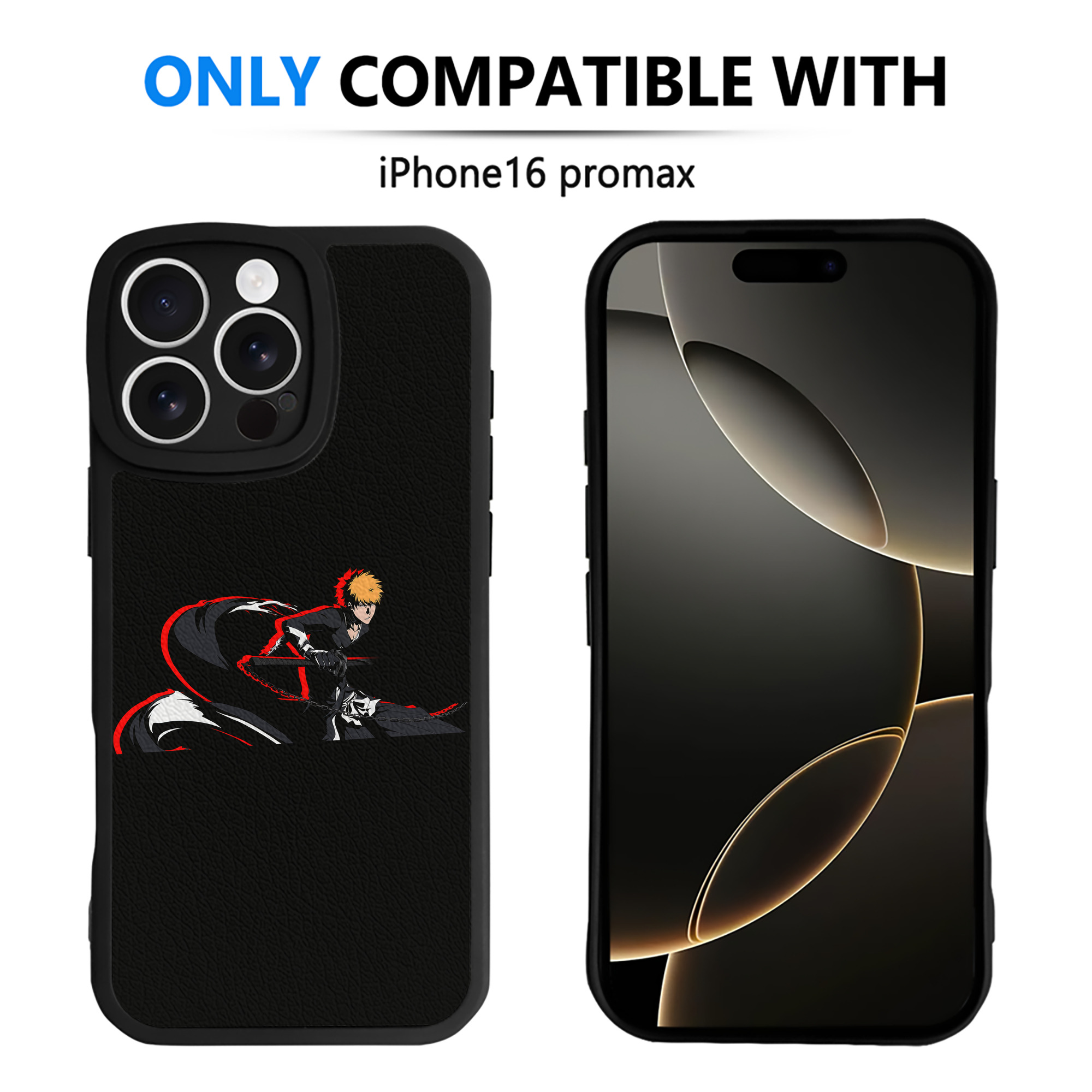 ブリーチ 黒崎一護（くろさき いちご）BLEACH Kurosaki Ichigo 【iPhone 16シリーズ対応】シリコンスマホケース（レザー調） 材質：シリコン